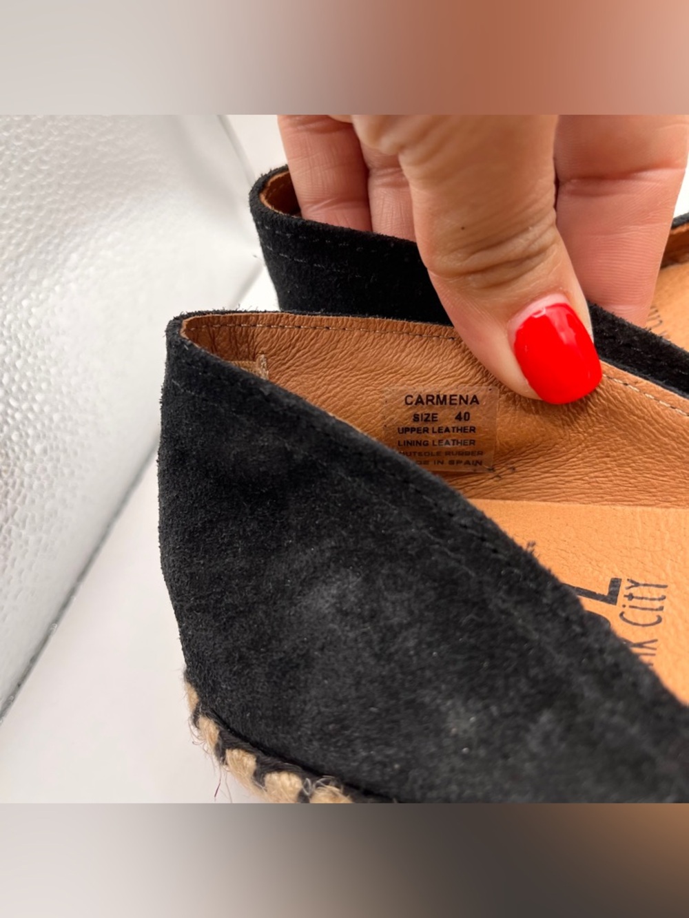 Miz Mooz Suede Espadrille Flats Carmena Black size 40 US 9-9.5 Suede - Picture 5 of 9